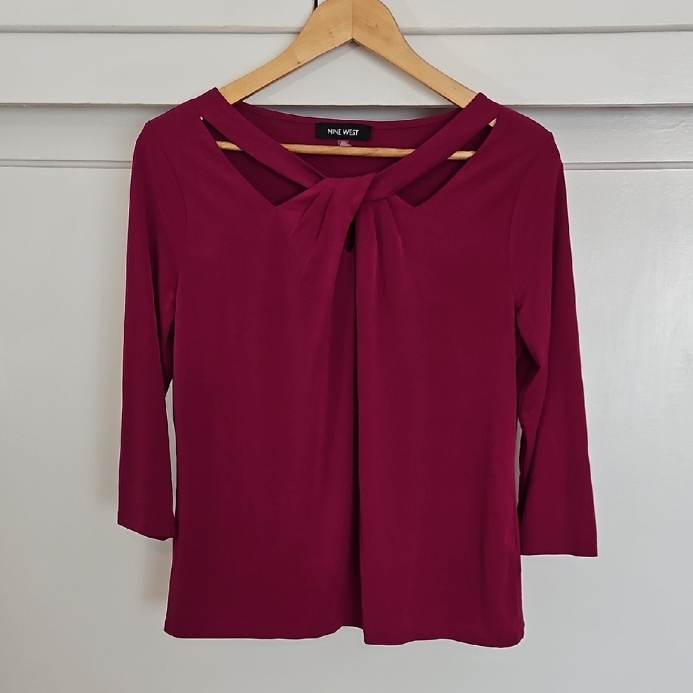 Dark Pink Blouse with Cut Outs